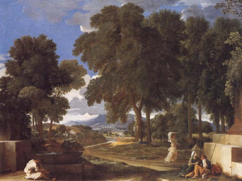 Nicolas Poussin Landscape with a Man Washing His Feet at a Fountain china oil painting image